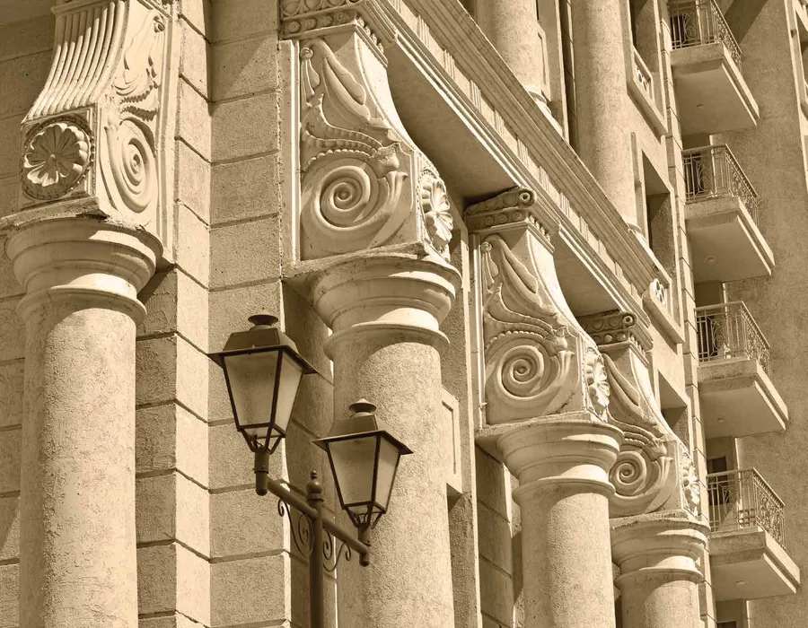 Signature Hiranandani neo-classical architectural detail on The Arena towers