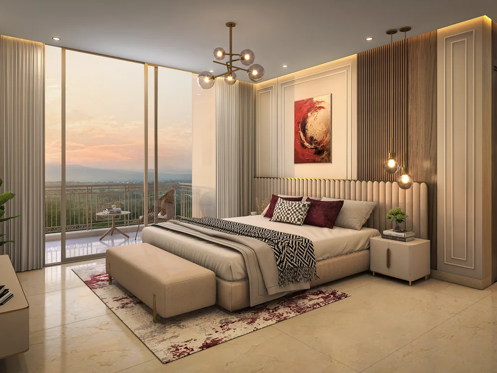 4 BHK master bedroom interior render