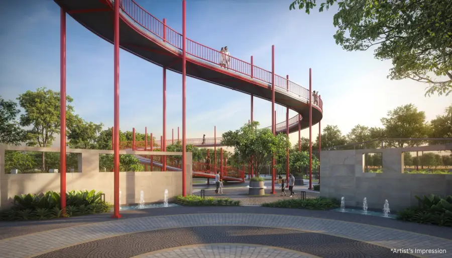Landscaped pedestrian bridge