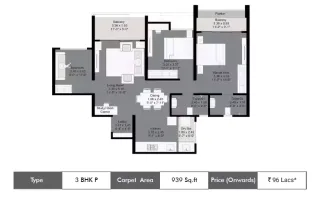 Kohinoor Westview Reserve 3 BHK Premium Floor Plan